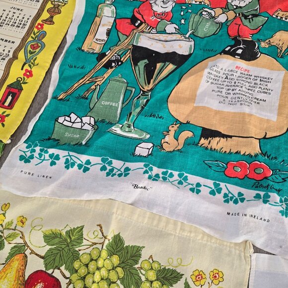 Vintage Decorative Calendar Tea Towels 1979-1983 Lot Of 7 Mixed Design Cotton Li - Picture 7 of 9